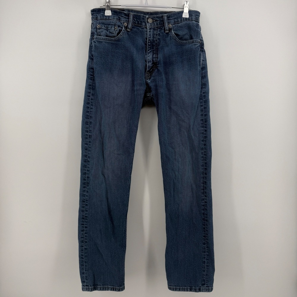 Levis 505 Regular Fit Straight Leg Jeans Blue Denim Mens 30x30 Stretch